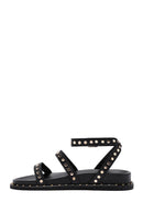 Women's Black Ankle Strap Metal Detailed Leather Sandals | Derimod