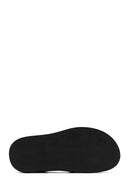 Women's Black Leather Sandals with Metal Buckle Ankle Detail | Derimod