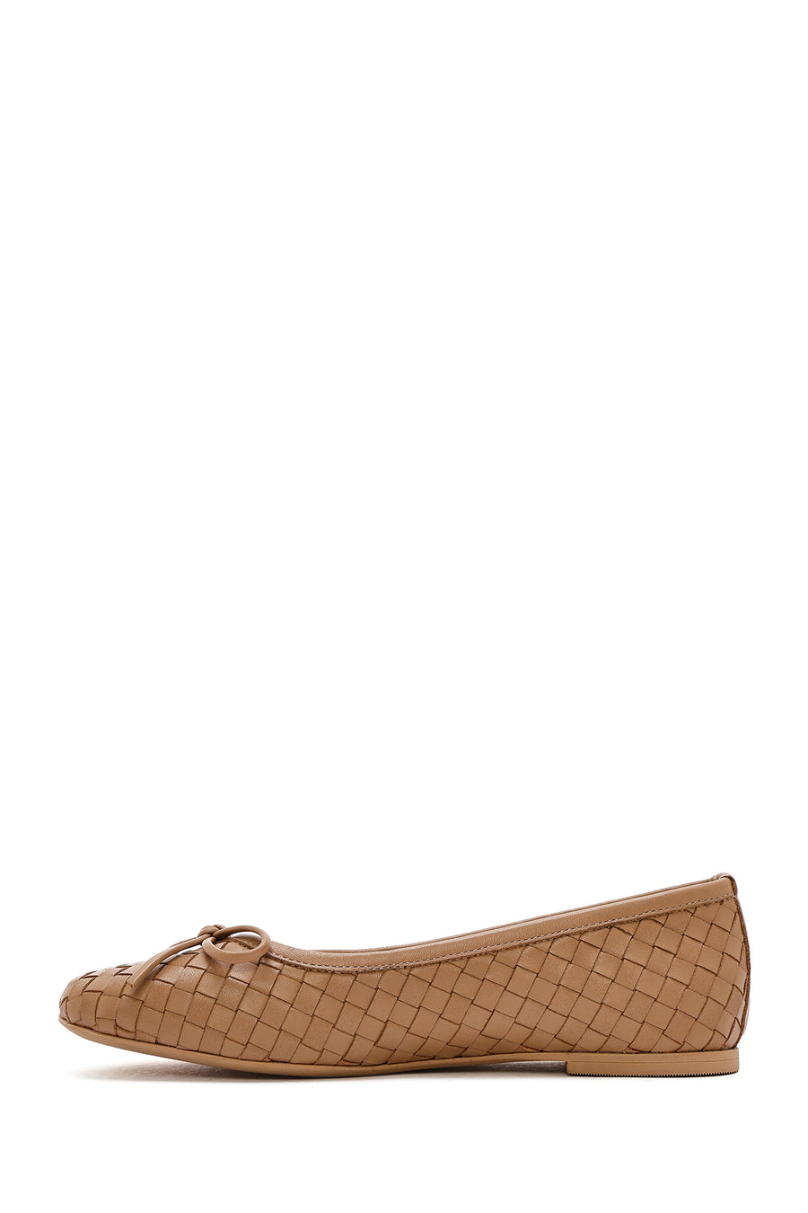 Women's Beige Braided Leather Ballerinas