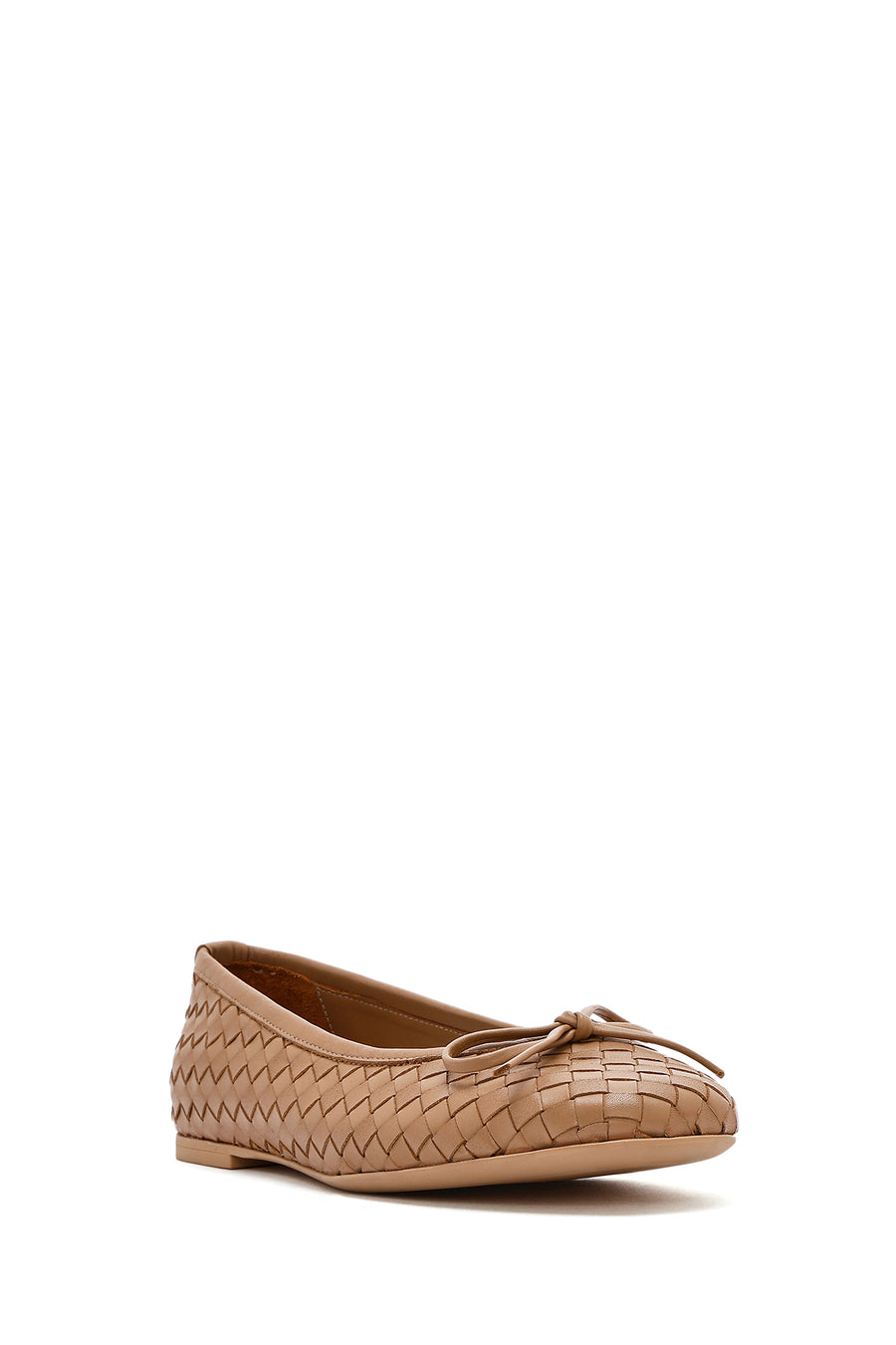Women's Beige Braided Leather Ballerinas
