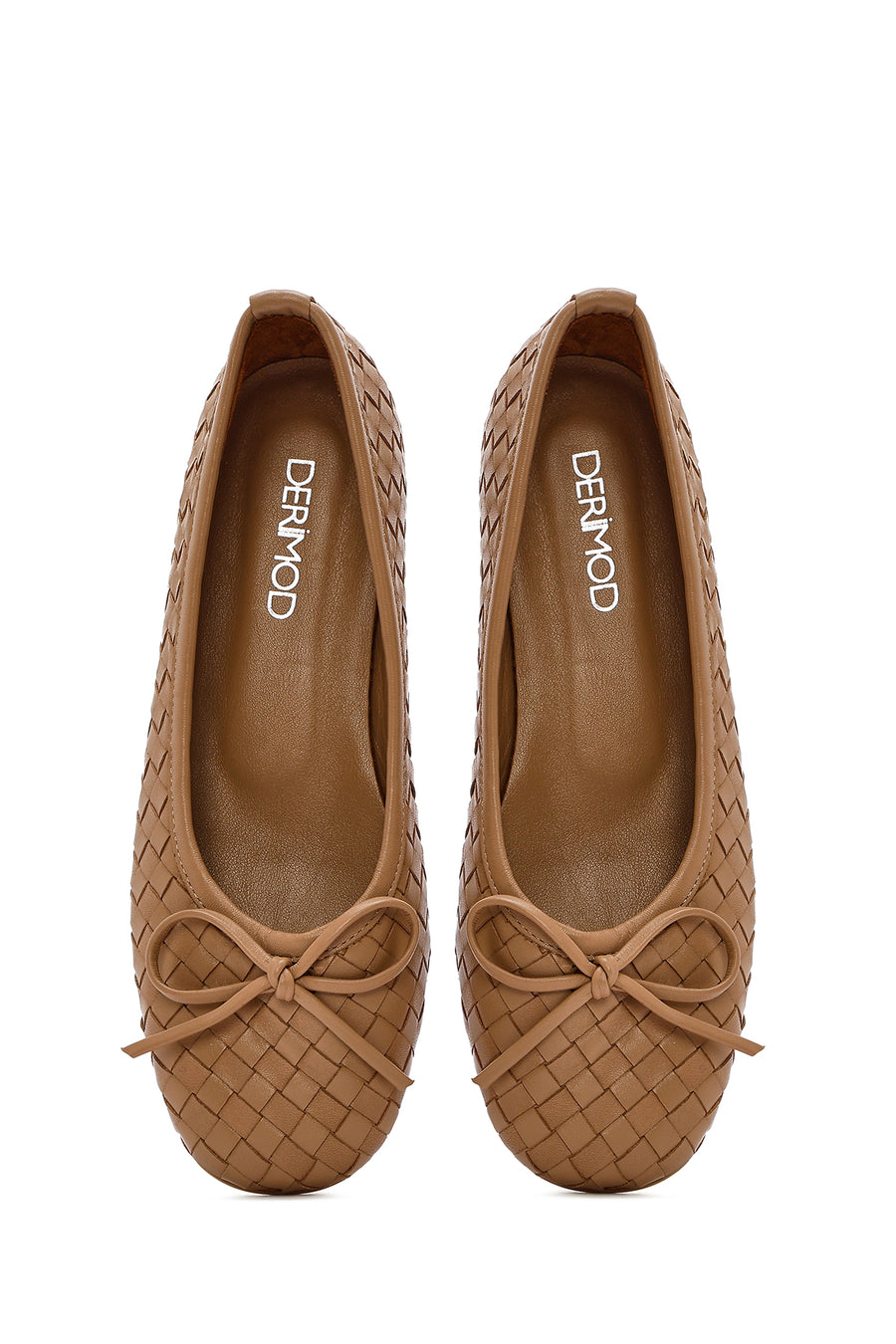 Women's Beige Braided Leather Ballerinas