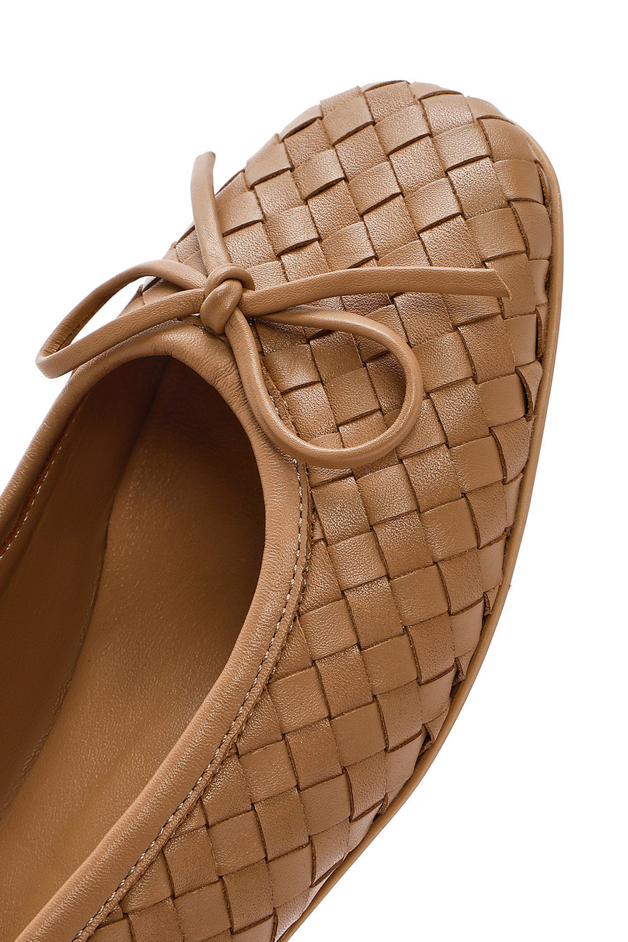 Women's Beige Braided Leather Ballerinas