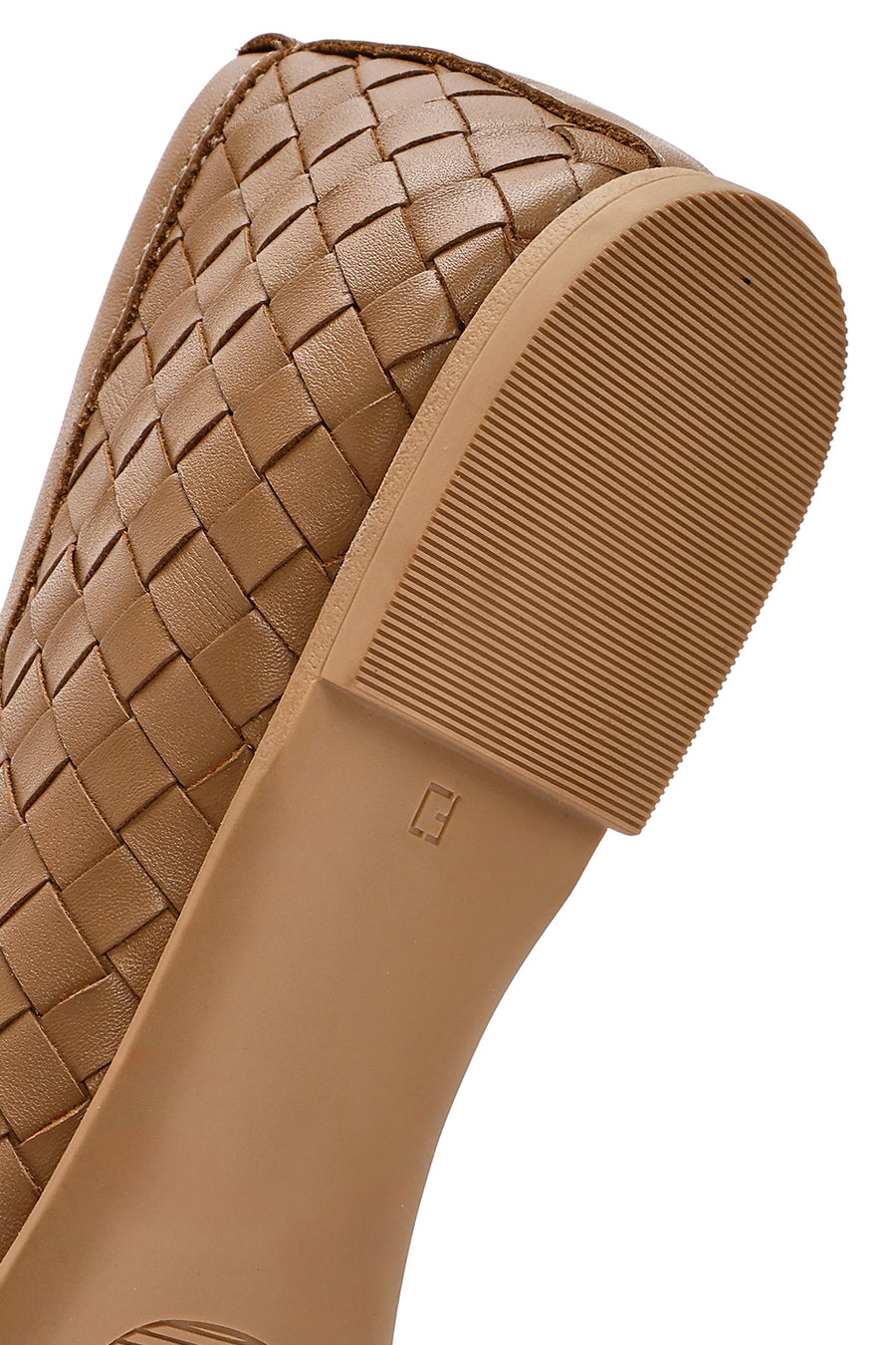 Women's Beige Braided Leather Ballerinas