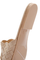 Women's Beige Knit Leather Slippers | Derimod