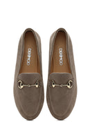 Kadın Vizon Tokalı Süet Deri Maskülen Loafer | Derimod