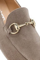 Kadın Vizon Tokalı Süet Deri Maskülen Loafer | Derimod