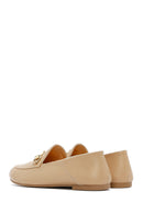 Women's Beige Leather Masculine Loafer | Derimod