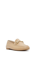 Women's Beige Leather Masculine Loafer | Derimod