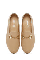 Women's Beige Leather Masculine Loafer | Derimod