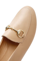 Women's Beige Leather Masculine Loafer | Derimod