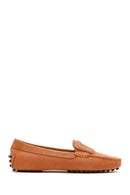 Women's Orange Suede Leather Loafer | Derimod