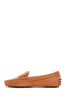 Women's Orange Suede Leather Loafer | Derimod