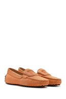 Women's Orange Suede Leather Loafer | Derimod
