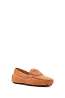 Women's Orange Suede Leather Loafer | Derimod