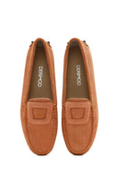 Women's Orange Suede Leather Loafer | Derimod
