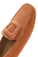 Women's Orange Suede Leather Loafer | Derimod