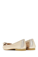 Women's Gold Metallic Leather Ballet Flat | Derimod