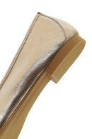 Women's Gold Metallic Leather Ballet Flat | Derimod