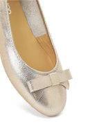Women's Gold Metallic Leather Ballet Flat | Derimod