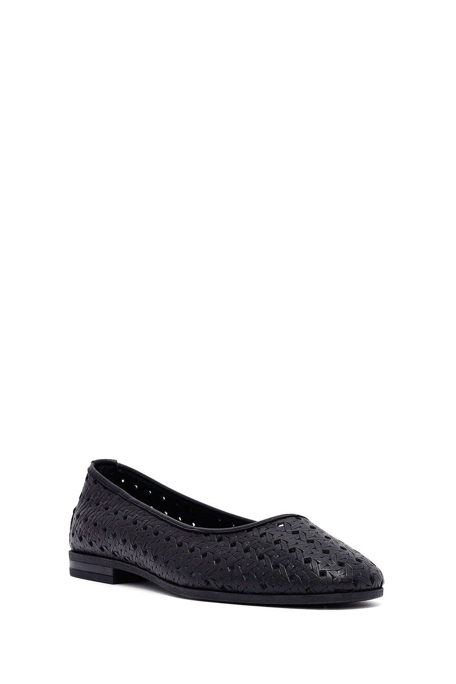 Woman Black Patterned Leather Babet