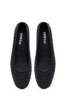 Kadın Siyah Desenli Deri Babet | Derimod