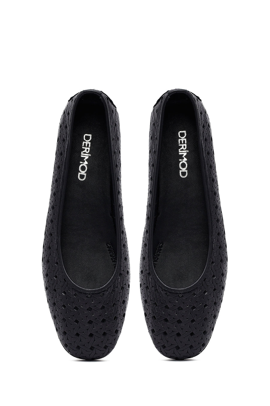 Woman Black Patterned Leather Babet