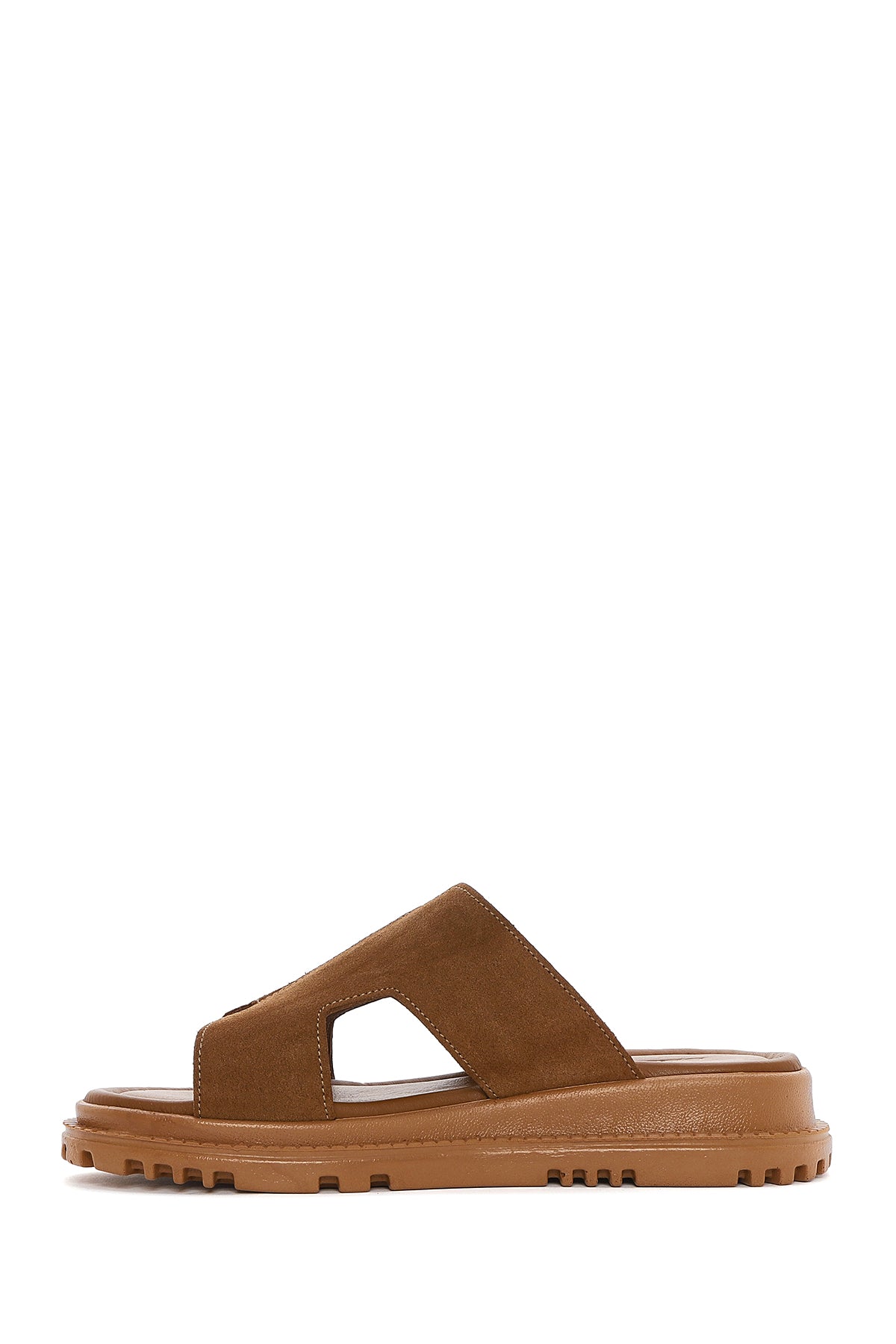 Kadın Taba Kalın Tabanlı Süet Deri Terlik