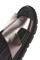 Kadın Antrasit Kalın Tabanlı Metalik Deri Terlik | Derimod