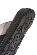 Kadın Antrasit Kalın Tabanlı Metalik Deri Terlik | Derimod