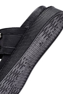 Kadın Siyah Taşlı Kalın Tabanlı Deri Terlik | Derimod