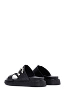 Kadın Siyah Taşlı Kalın Tabanlı Deri Terlik | Derimod