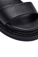 Kadın Siyah Taşlı Kalın Tabanlı Deri Terlik | Derimod