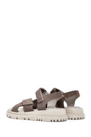 Kadın Vizon Çift Bantlı Süet Deri Sandalet | Derimod