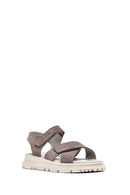 Kadın Vizon Çift Bantlı Süet Deri Sandalet | Derimod