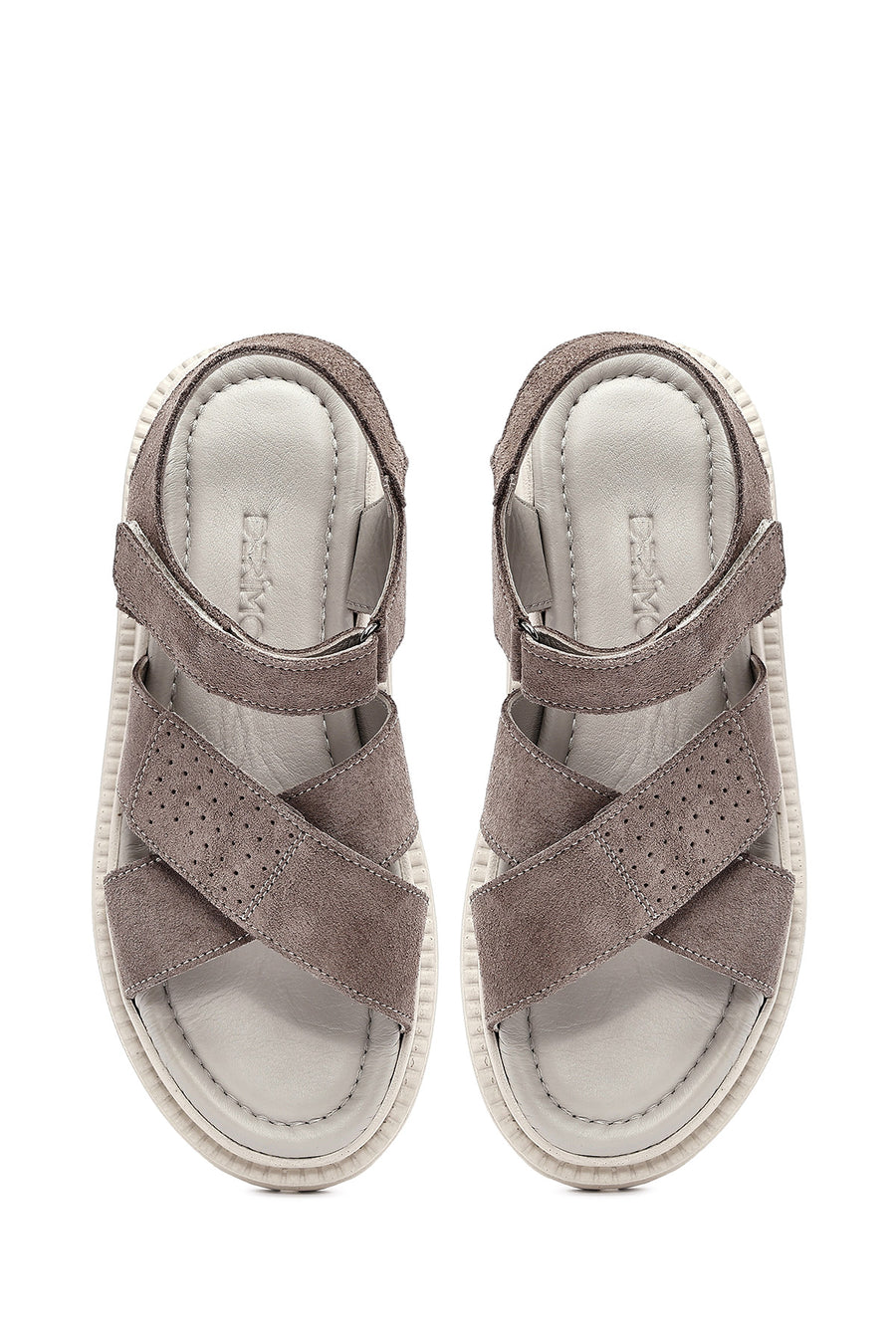 Women's Mink Double Strap Suede Leather Sandals