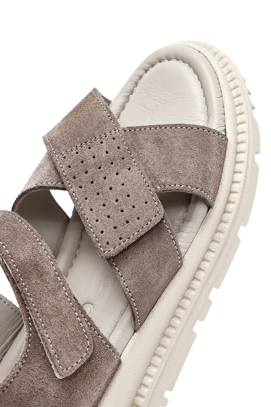 Women's Mink Double Strap Suede Leather Sandals