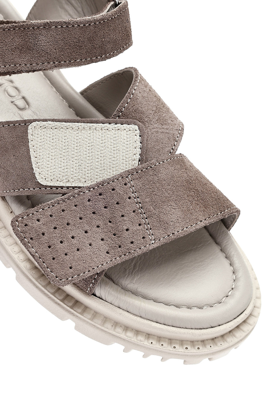 Women's Mink Double Strap Suede Leather Sandals