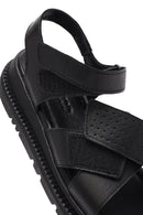 Women's Black Strappy Thick-Sole Leather Sandals | Derimod