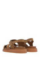 Woman Taba Süet Leather Sandalet | Derimod