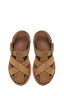 Woman Taba Süet Leather Sandalet | Derimod