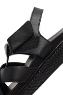 Women's Black Strappy Thick-Sole Leather Sandals | Derimod