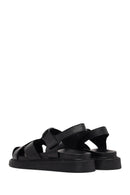 Women's Black Strappy Thick-Sole Leather Sandals | Derimod
