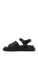 Kadın Siyah Bantlı Kalın Tabanlı Deri Sandalet | Derimod