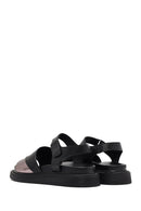 Kadın Siyah Bantlı Kalın Tabanlı Deri Sandalet | Derimod