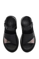 Kadın Siyah Bantlı Kalın Tabanlı Deri Sandalet | Derimod