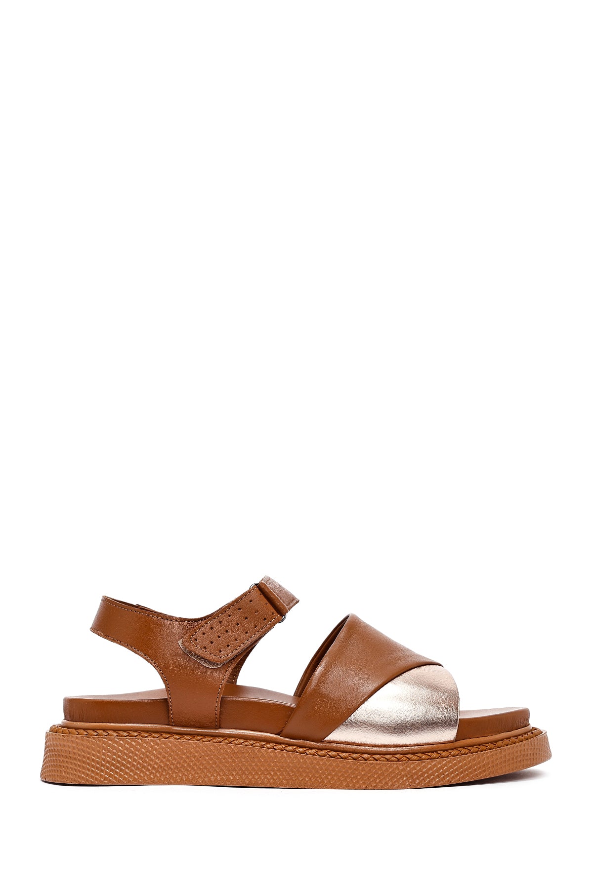 Kadın Taba Bantlı Kalın Tabanlı Deri Sandalet 25SFD301018 | Derimod