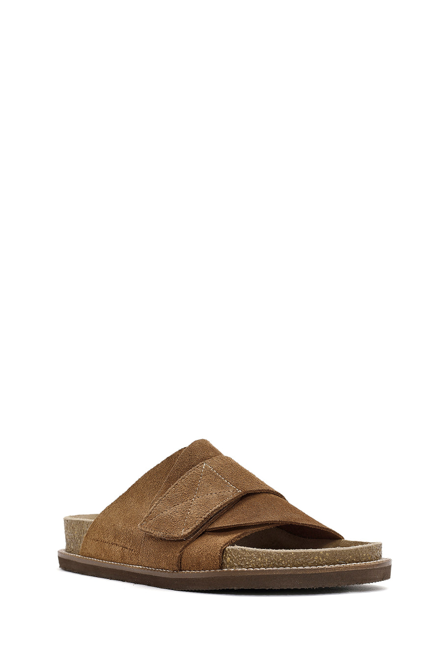 Women's Tan Strappy Suede Leather Slippers