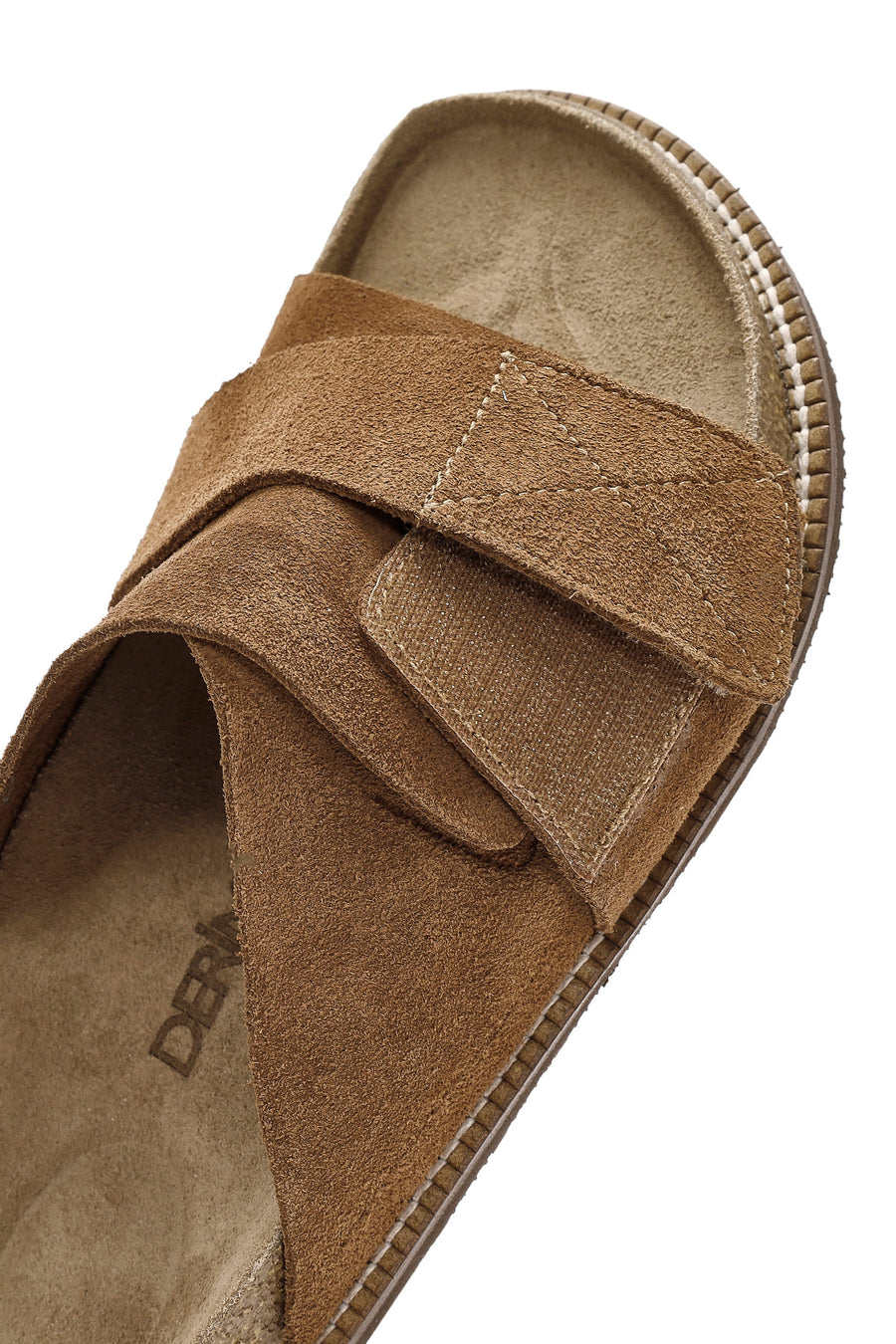Women's Tan Strappy Suede Leather Slippers
