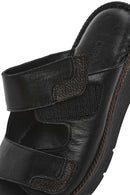 Kadın Siyah Çift Bantlı Deri Comfort Terlik | Derimod