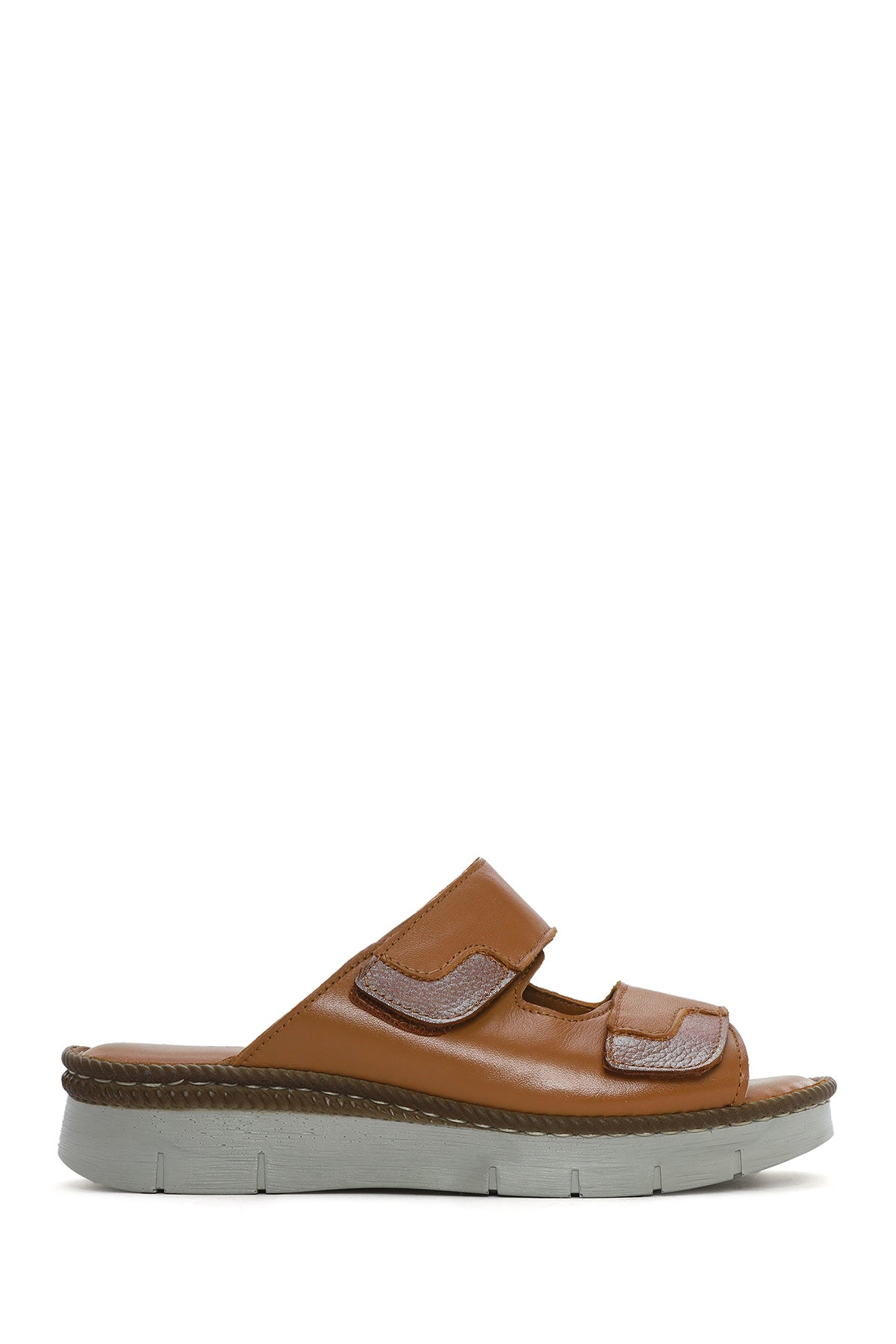 Kadın Taba Çift Bantlı Deri Comfort Terlik 25SFD320918 | Derimod